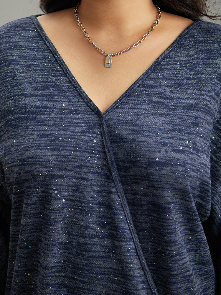 Solid Heather V Neck Sequin T-shirt