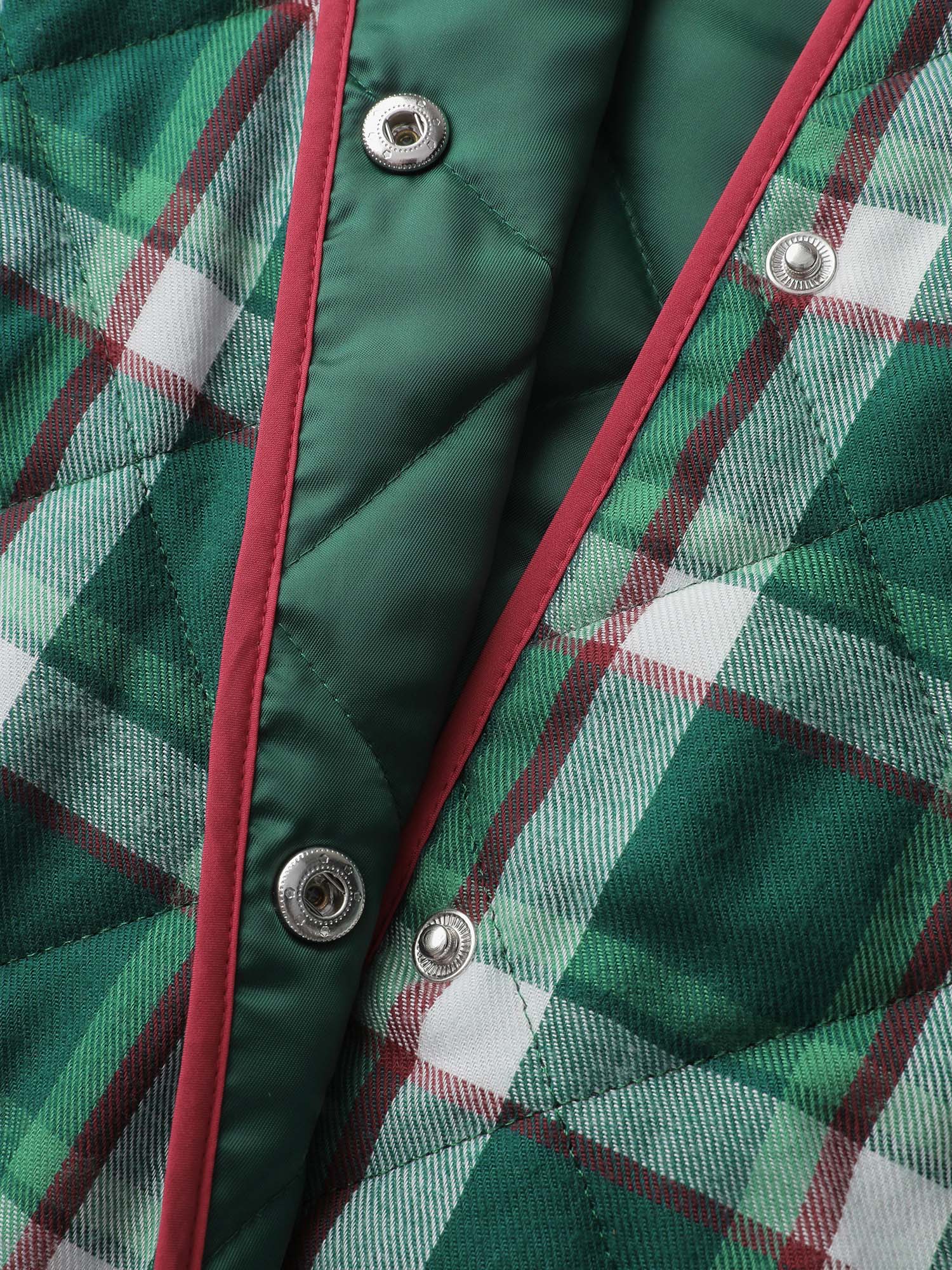 Checkered Pattern Button Quilted Jacket