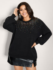 Sequin Embroidery Round Neck Pullover