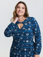 Happy Holidays Neck Cut-Out Midi Dress