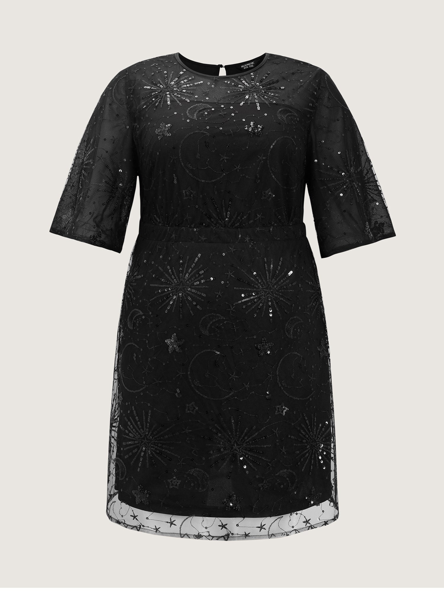 Shimmery Stretchy Waist Lined Midi Dress