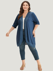 Supersoft Essentials Plain Lace Patchwork Open Front Kimono