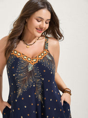 Boho Print Asymmetrical Hem Jumpsuit