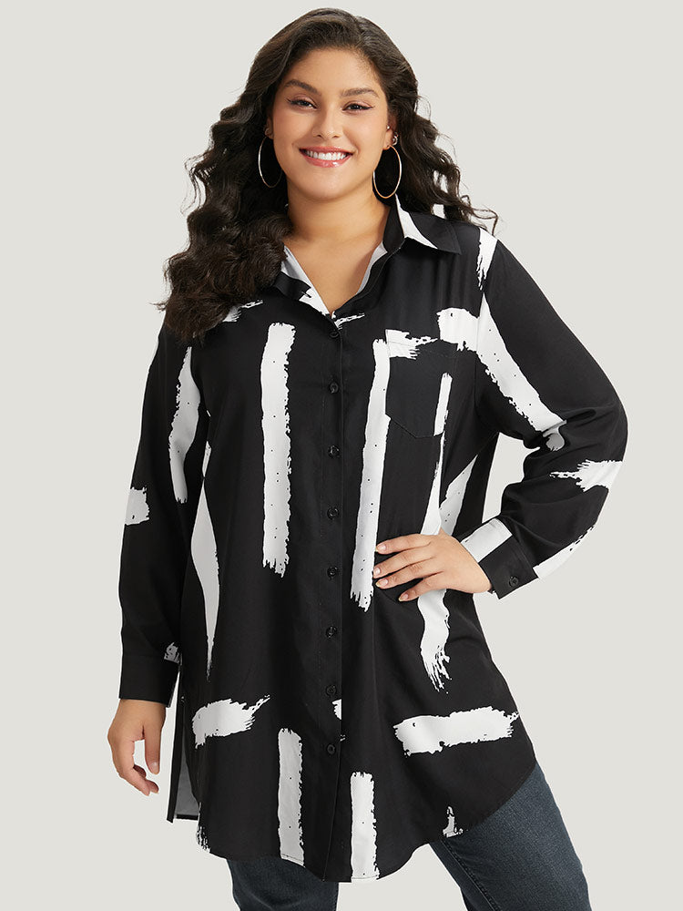Halloween Brush Print Button Through Split Hem Kimono