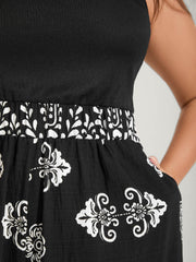 Boho Print Color Contrast Flowy Jumpsuit