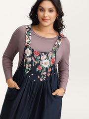 Floral Print Pockets Casual Jumpsuit