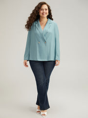 Solid Double Breasted Lapel Collar Blazer