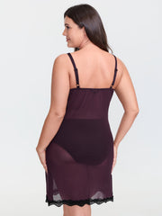 Sheer Lace Trim Bow-Tie Sleep Dress