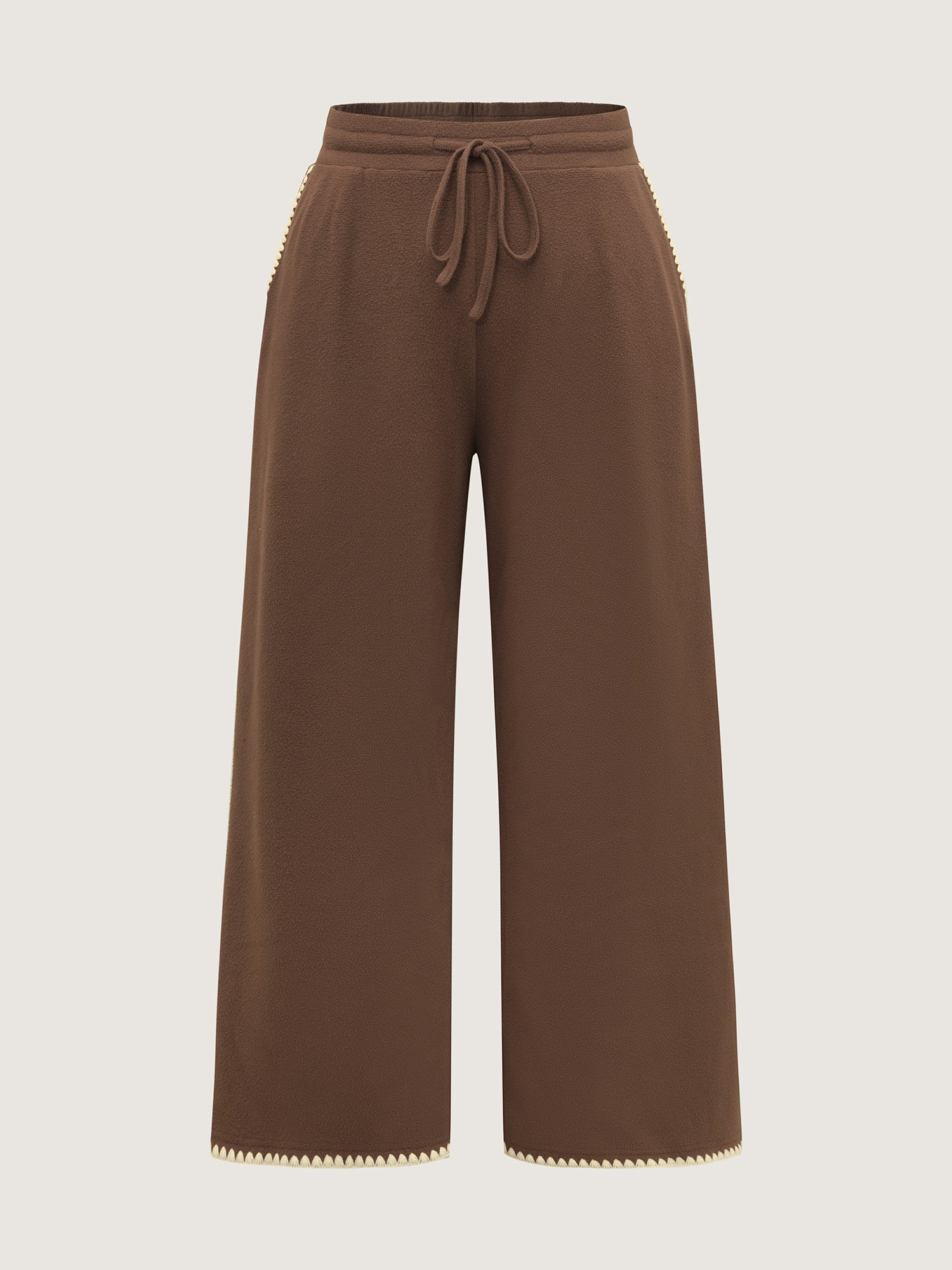 Shell Shaped Embroidery Contrast Pants