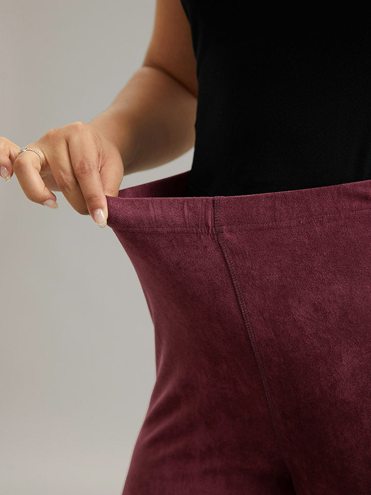 Solid Elastic Waist Texture Very Stretchy Leggings