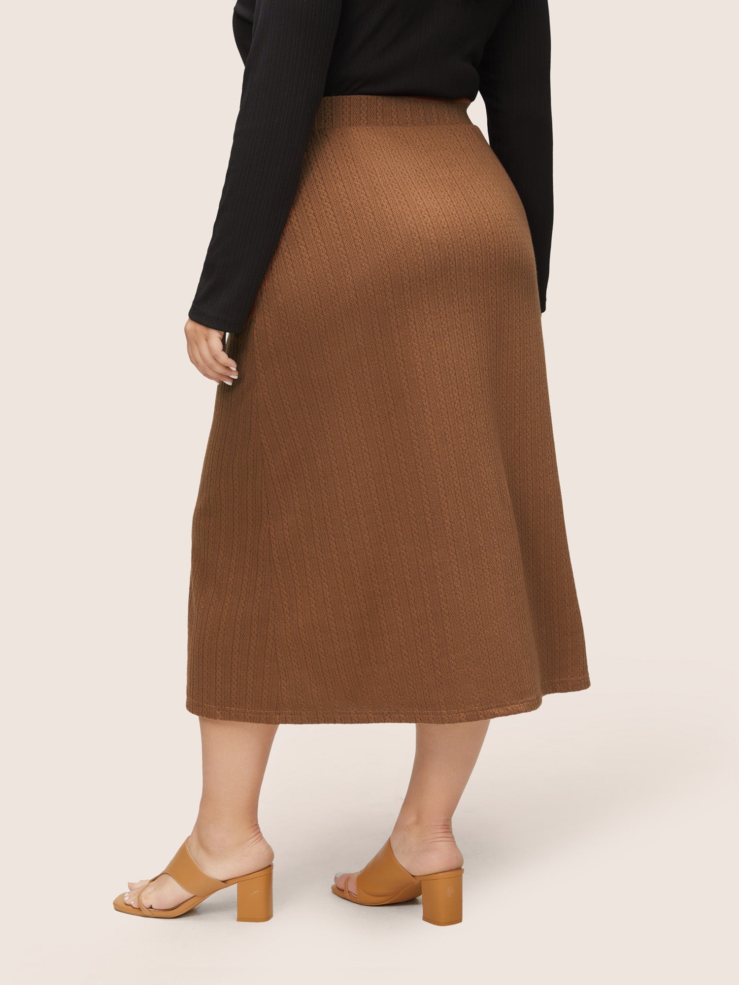 A Line Elastic Waist Knit Jacquard Skirt