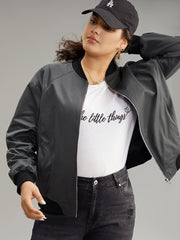 Plain Pocket Patchwork Zipper Bomber Jacket