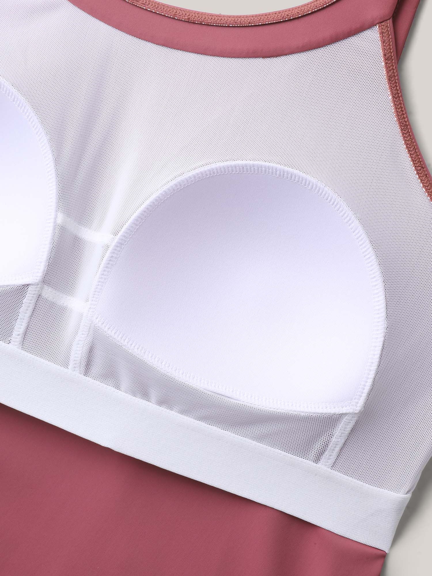 Flared Overlap Hem Round Neck Swim Top