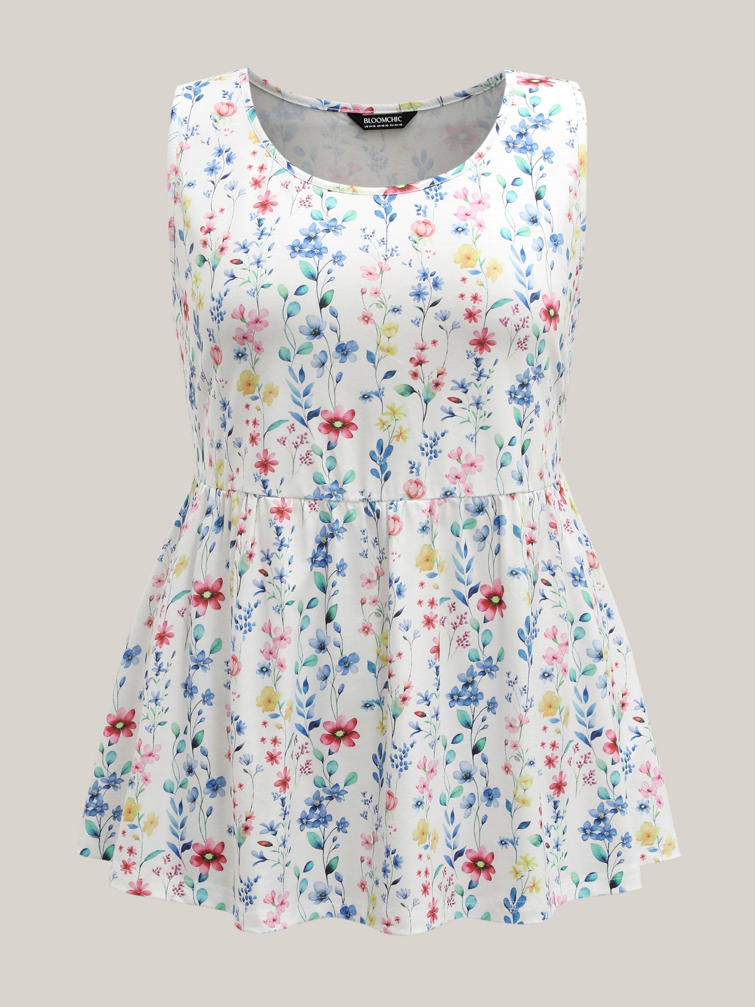 Floral Print Stretchy Colorful Babydoll Top