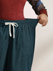 Textured Slit Drawstring Wide-Leg Pants