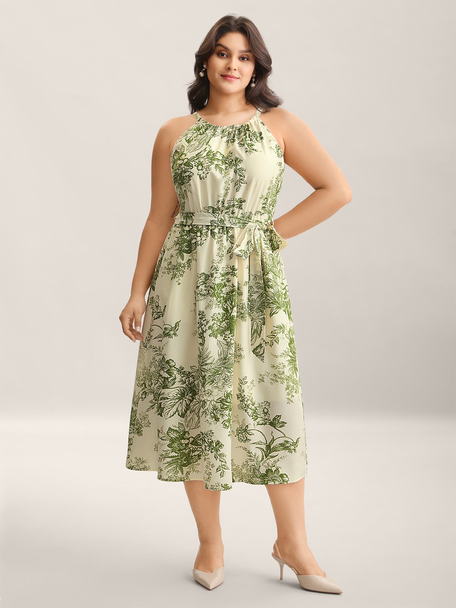 Spring Time Florals Sleeveless Midi Dress