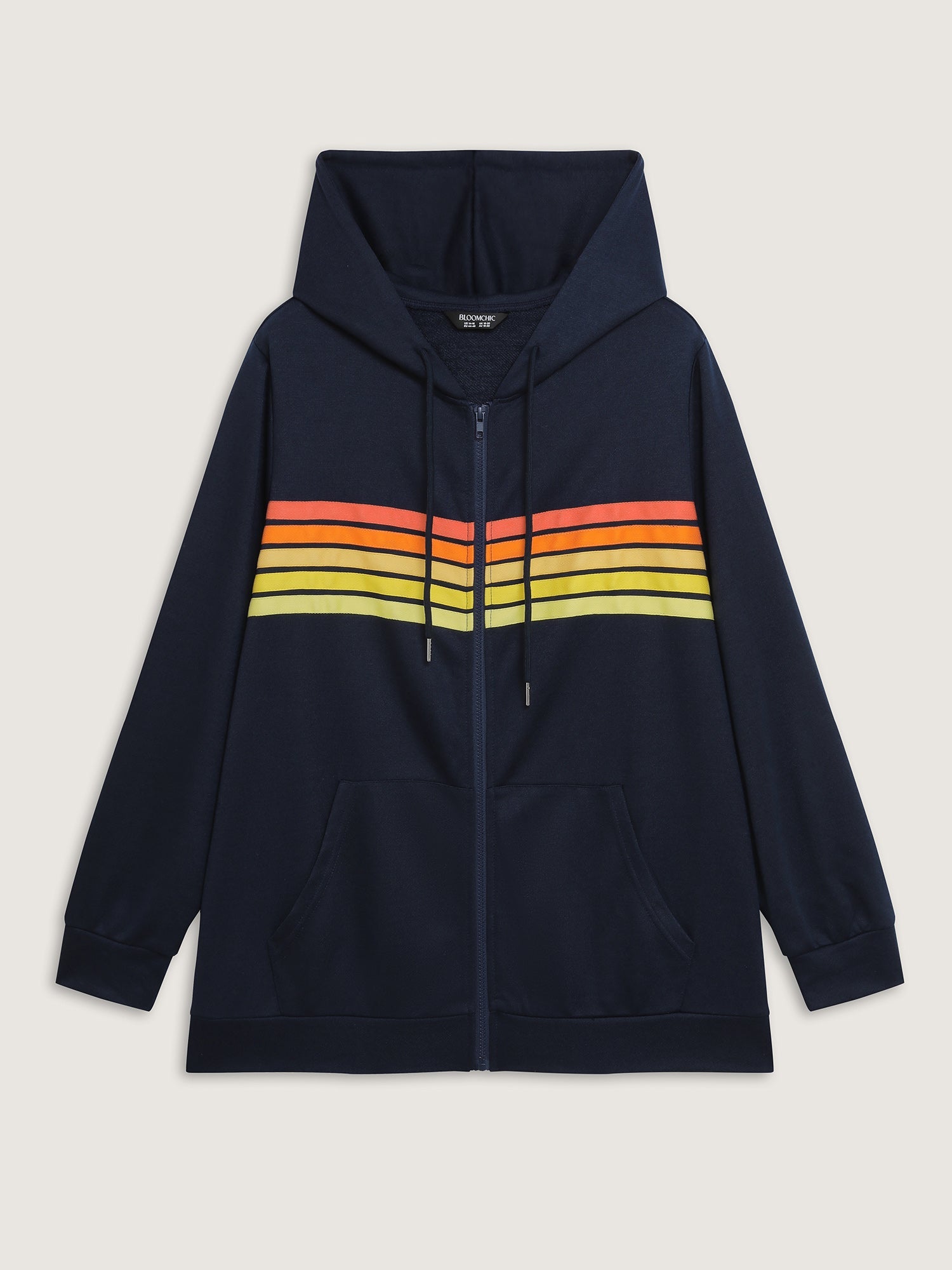 Color Contrast Stripes Zipper Jacket