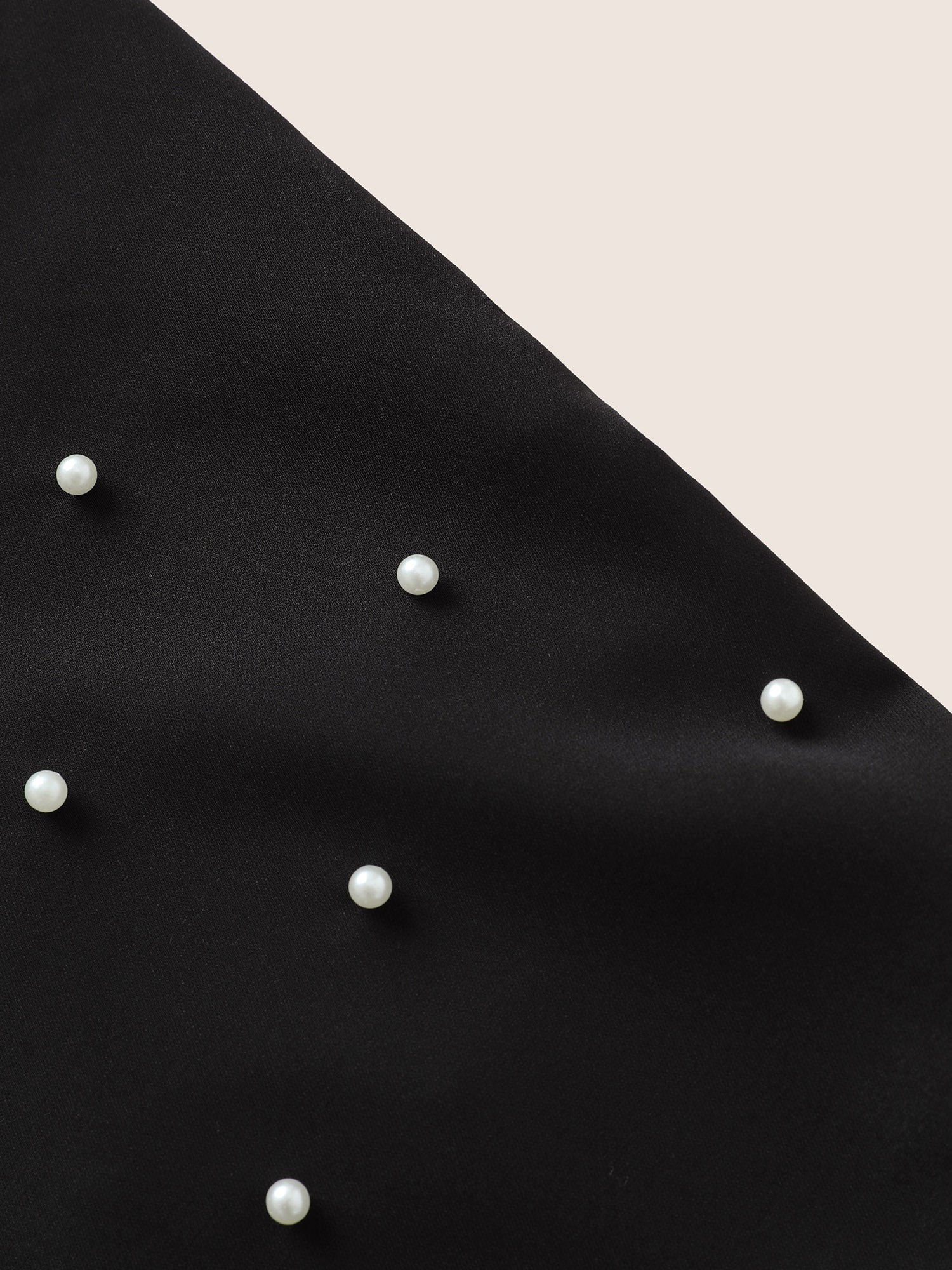 Solid Pearl Beaded Ruffle Layered Sleeve Blouse