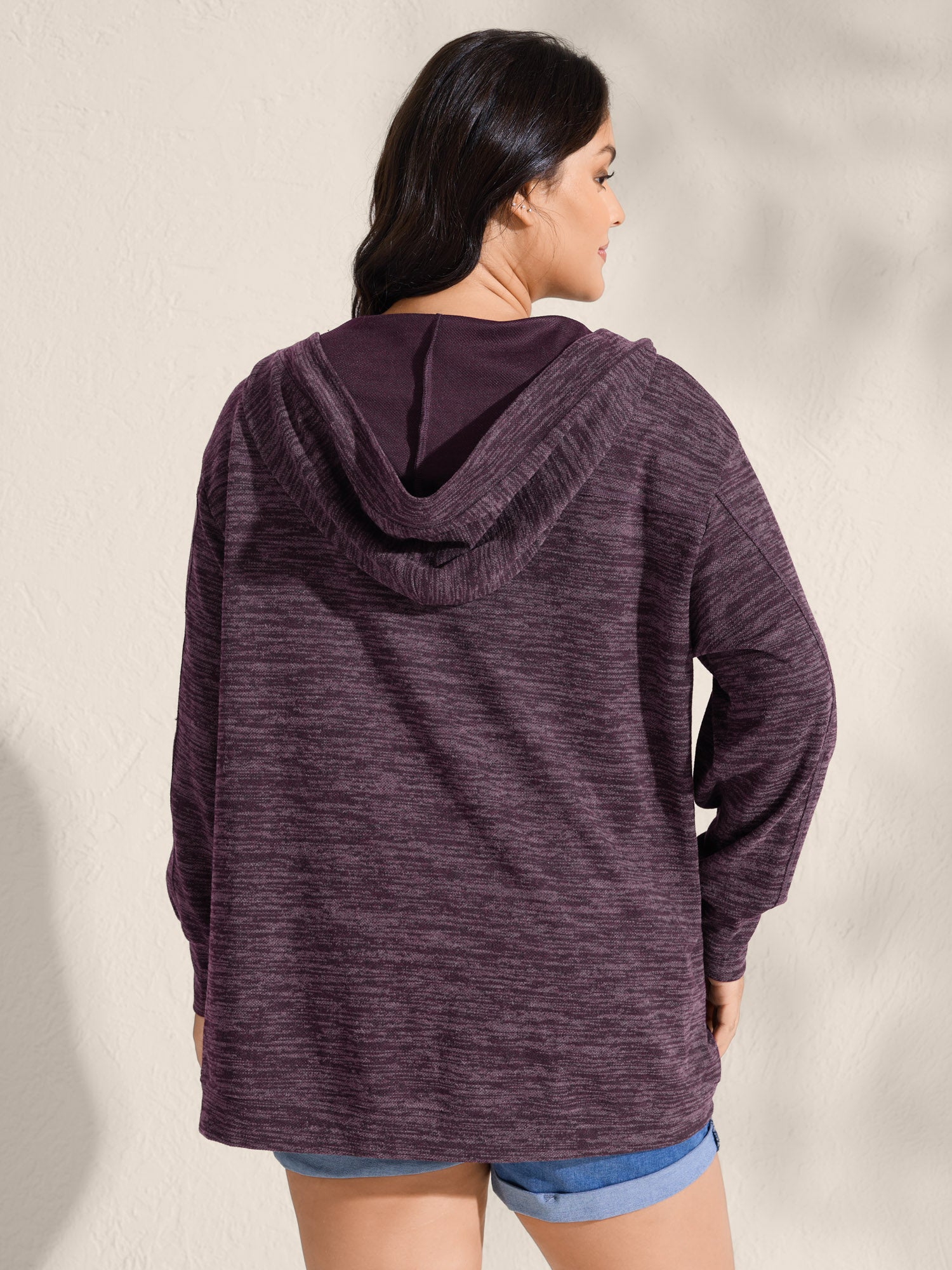 Heather Arc Hem Front-Open Jacket