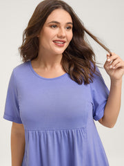 Slim Cut Plain Knit Round Neck Top