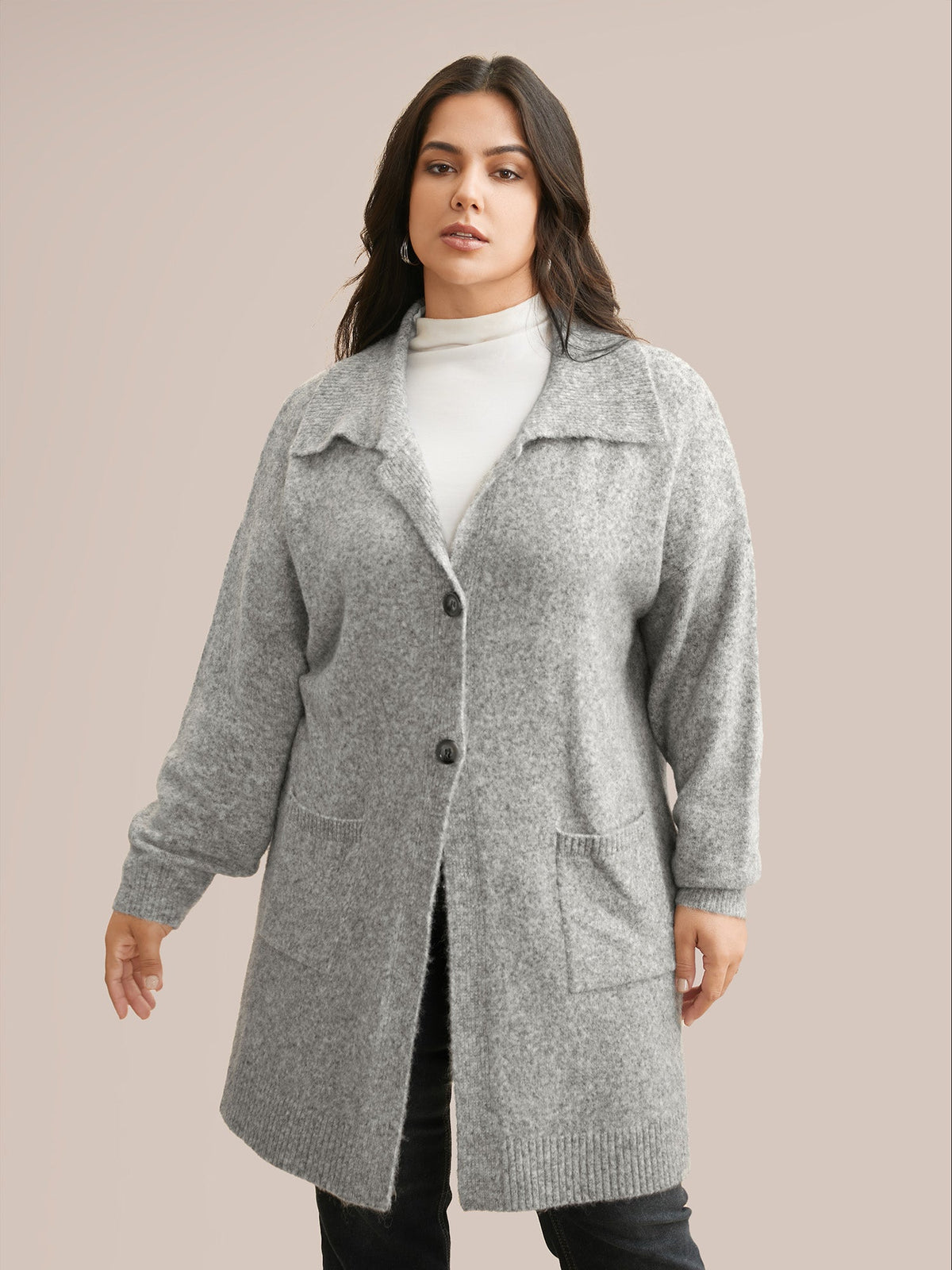 Airy Cozy Lapel Collar Pocket Wool Cardigan