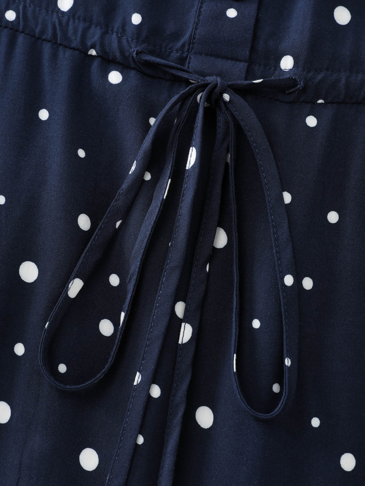 Asymmetrical Polka Dots Drawstring Midi Dress