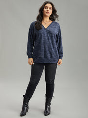 Solid Heather V Neck Sequin T-shirt