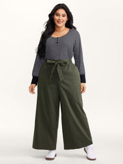 Belted Waist Wide-Leg Pants