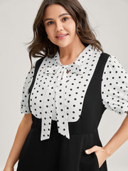 2-In-1 Polka Dots Overall Midi Dress