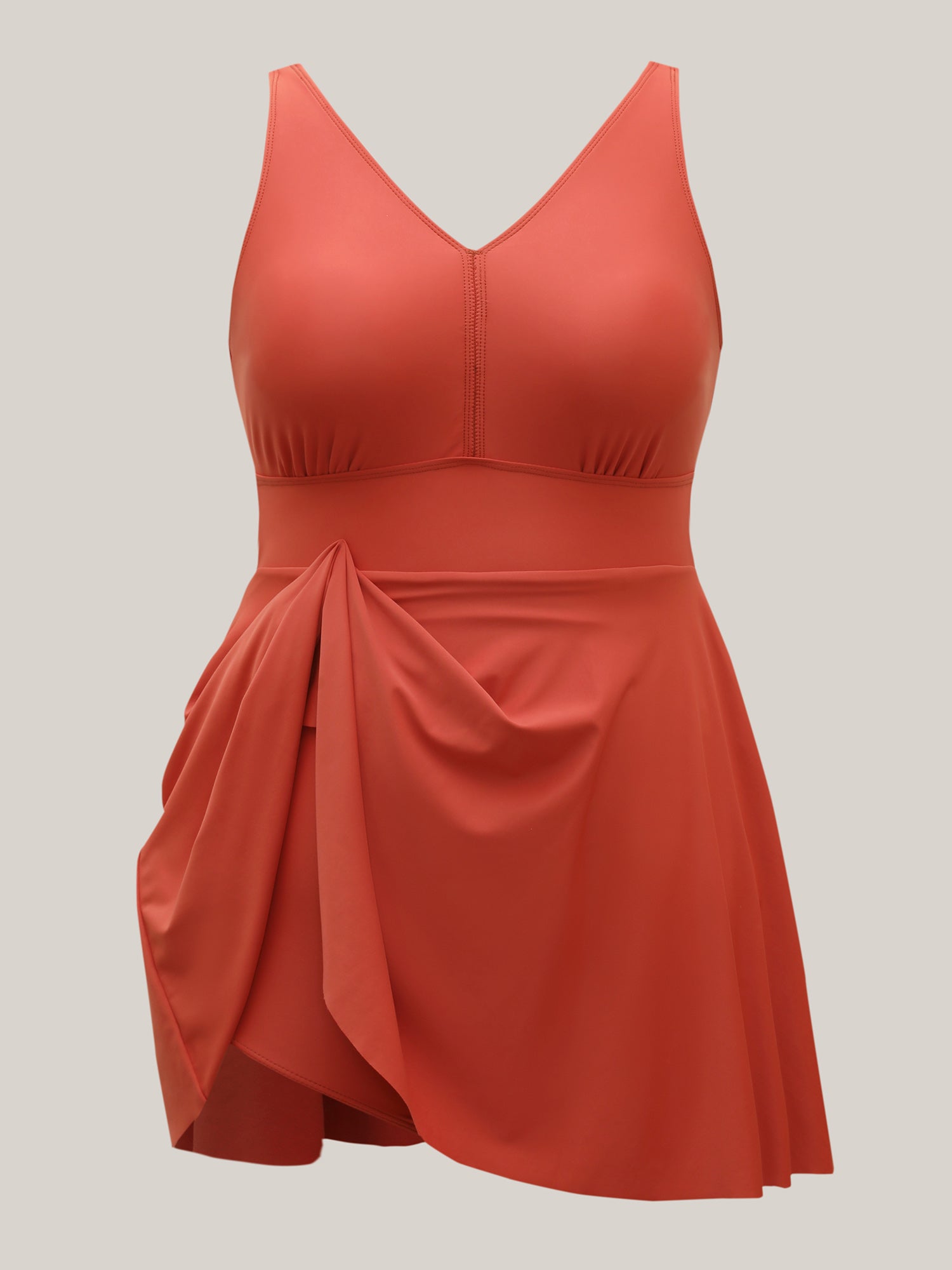 Sewn-in-Belt Bow Pockets Swim Dress