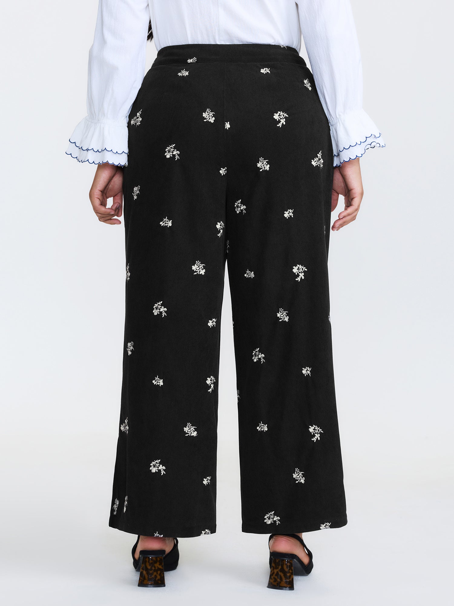 Floral Print Slit Hem Flared Pants