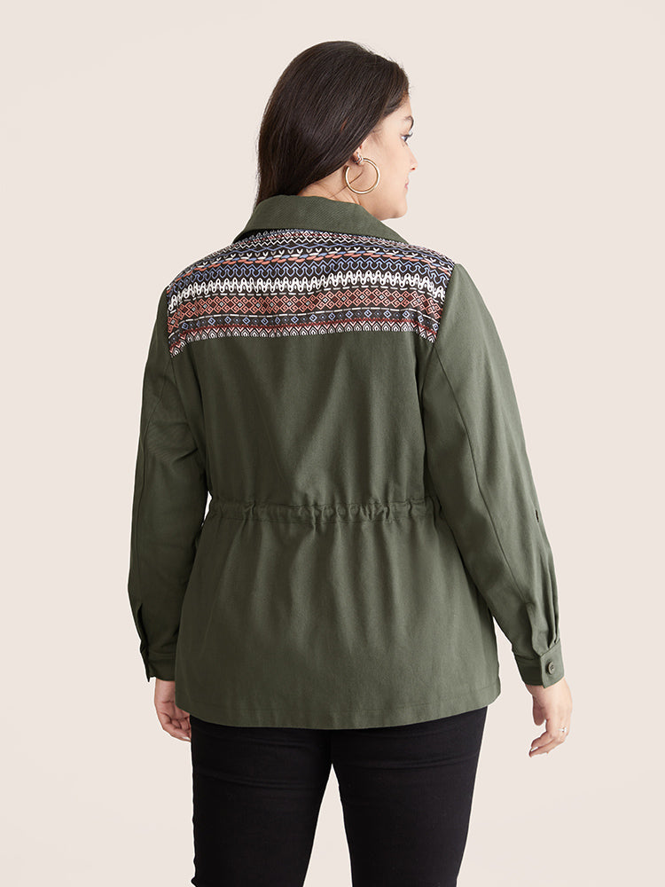 Bandana Geometric Tab Sleeve Drawstring Jacket