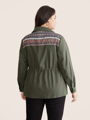 Bandana Geometric Tab Sleeve Drawstring Jacket