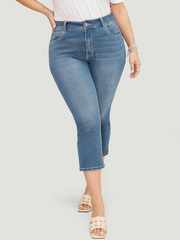 Skinny Very Stretchy High Rise Medium Wash Cropped Jeans
