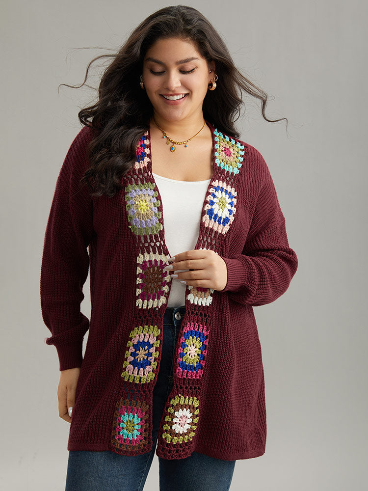 Floral Embroidered Open Front Cardigan
