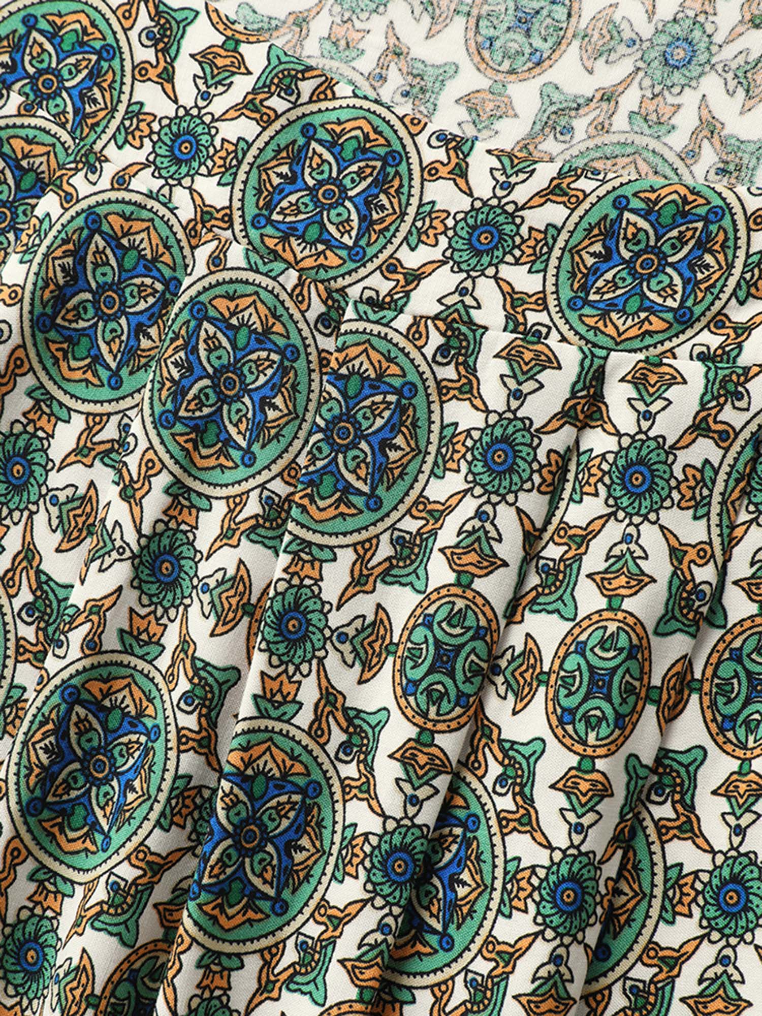 Floral Print Pleated Neckline Tank Top