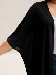 Sheer Textured Open Front Kimono