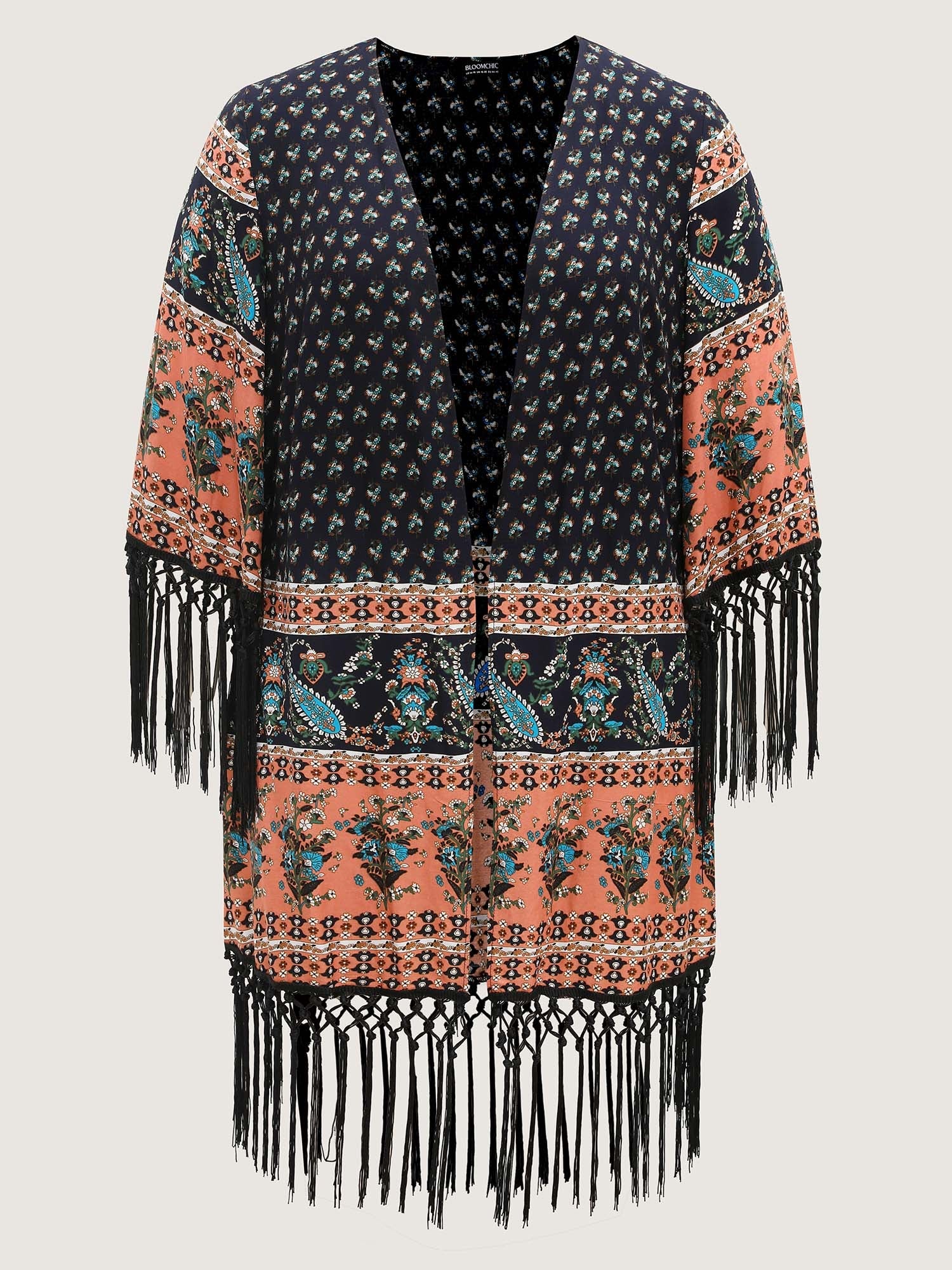 Floral Boho Fringe Detail Kimono