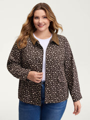 Floral Print Contrast Collar Jacket