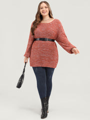 Solid Ping Pong Yarns Lantern Sleeve Round Neck Knit Top