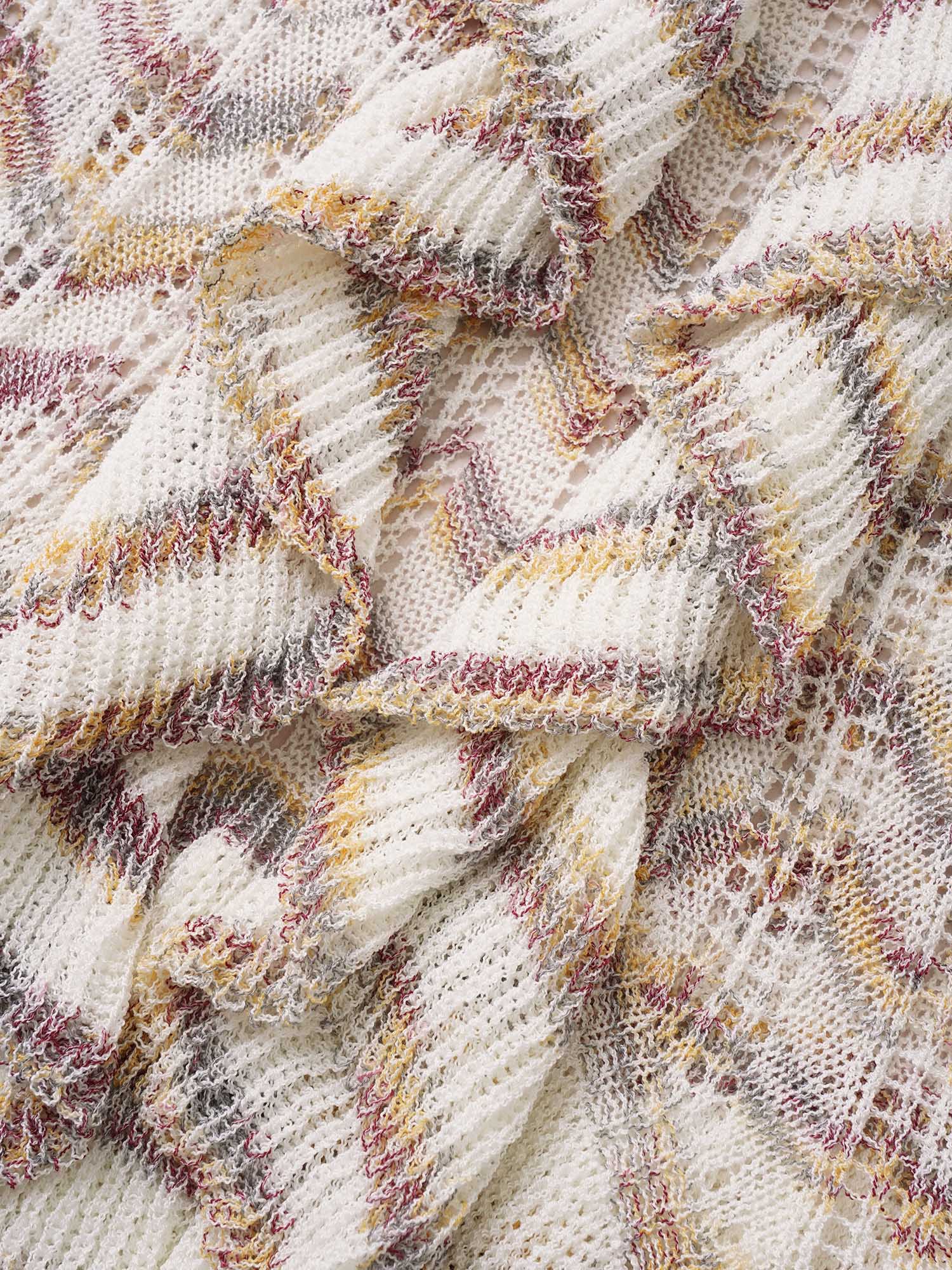 Ombre Heather Ruffle Trim Ties Front Cardigan