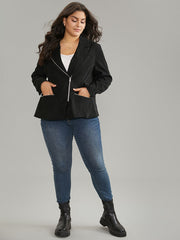 Solid Corduroy Zipper Lapel Collar Blazer