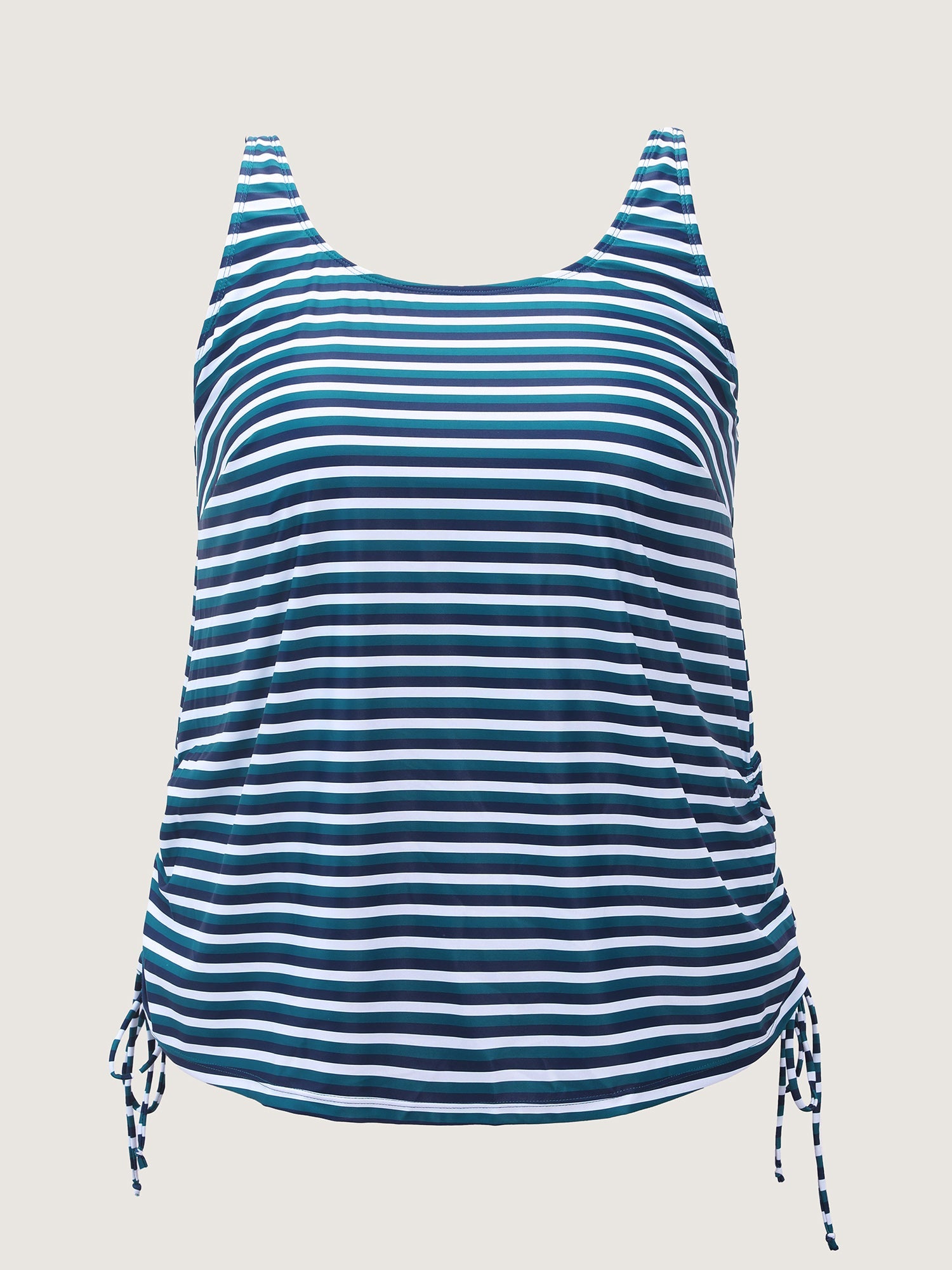 Striped Non-Removable Cups Swim Top