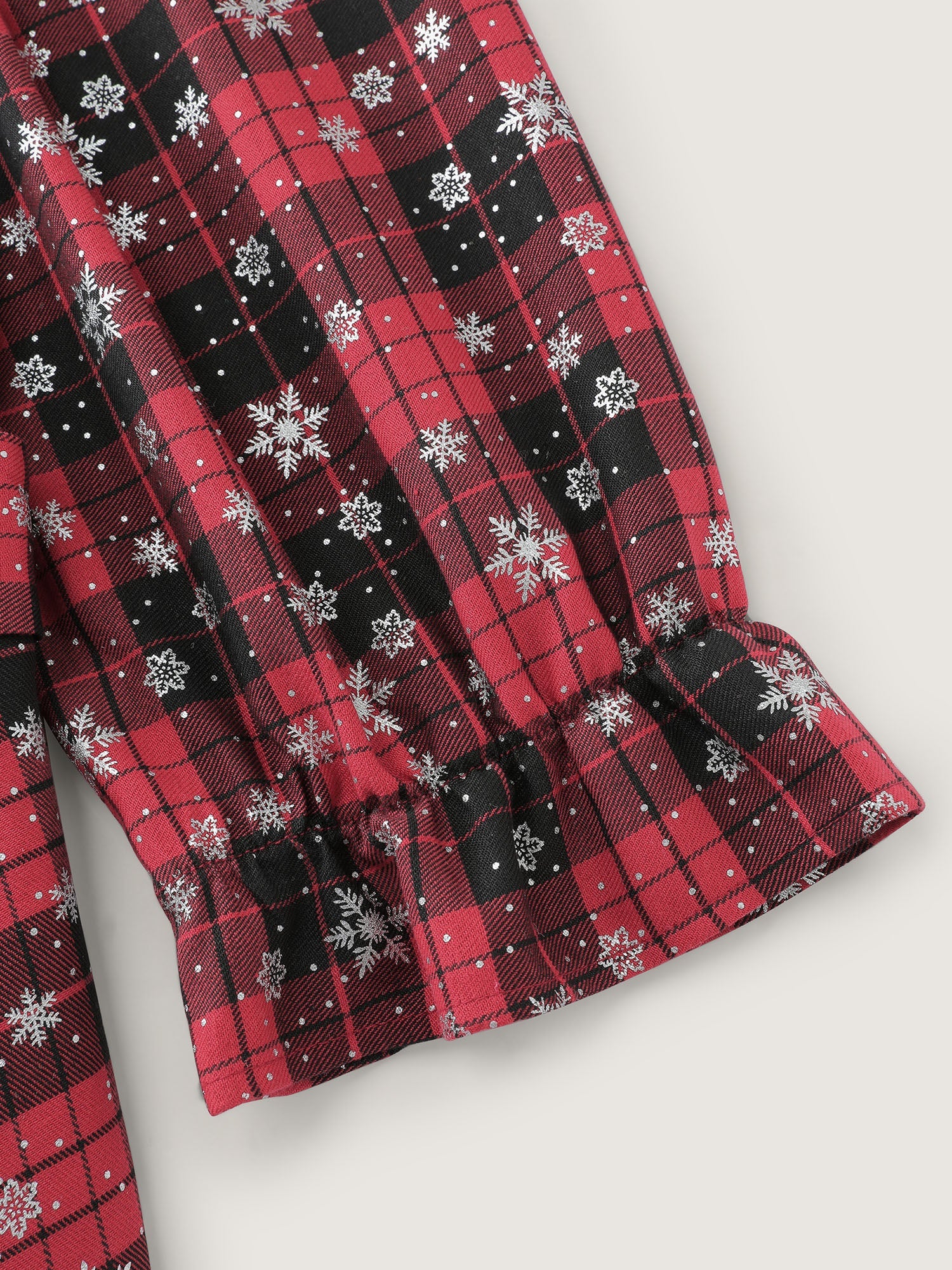 Snow Checkered Print Shirred Midi Dress