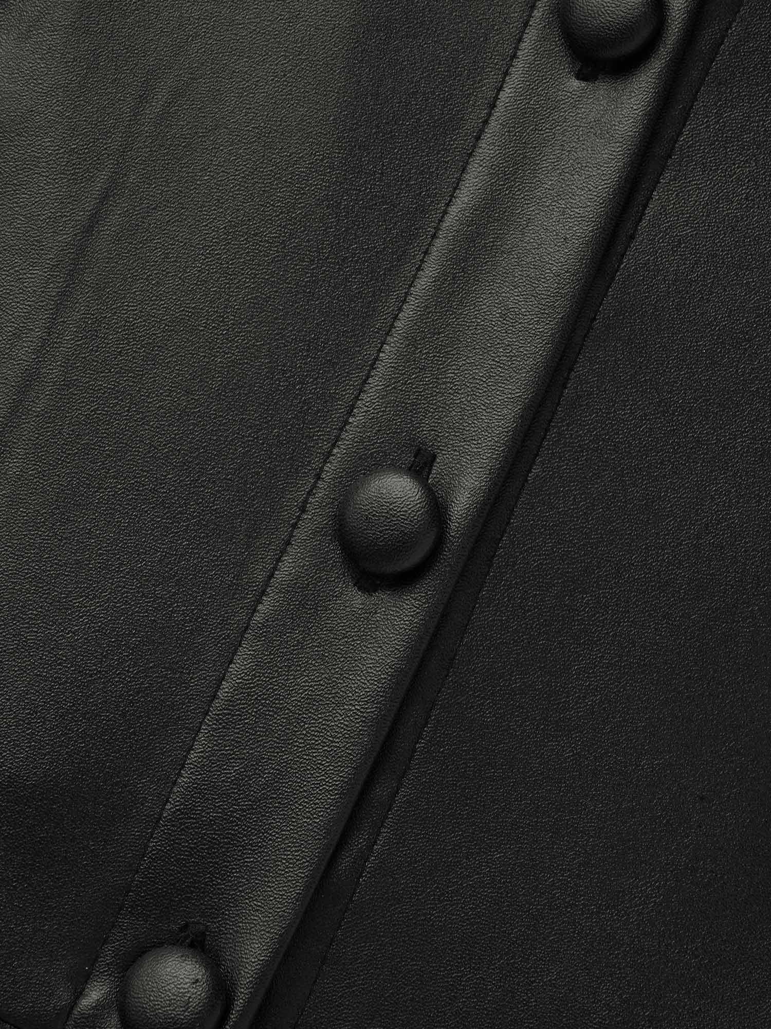 Shirt Collar PU Leather Belted Dress