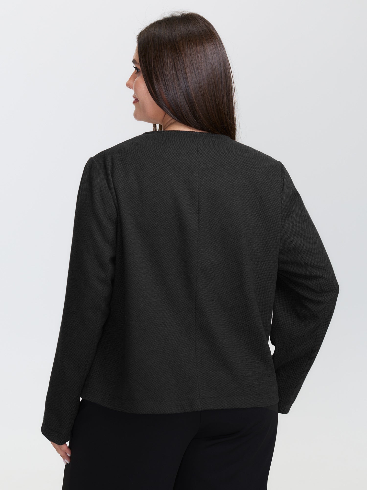 Textured Lined Zipper Pocket Blazer