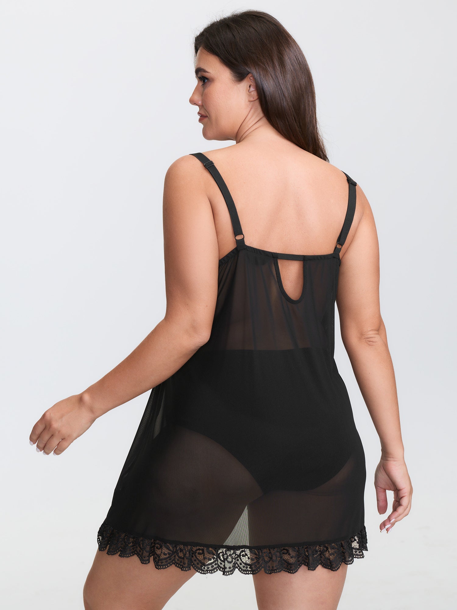 Sheer Lace High-Low Hem Lounge Dress