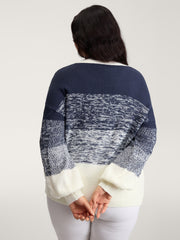 Arc-Hem Ombre Gradient Knit Cardigan
