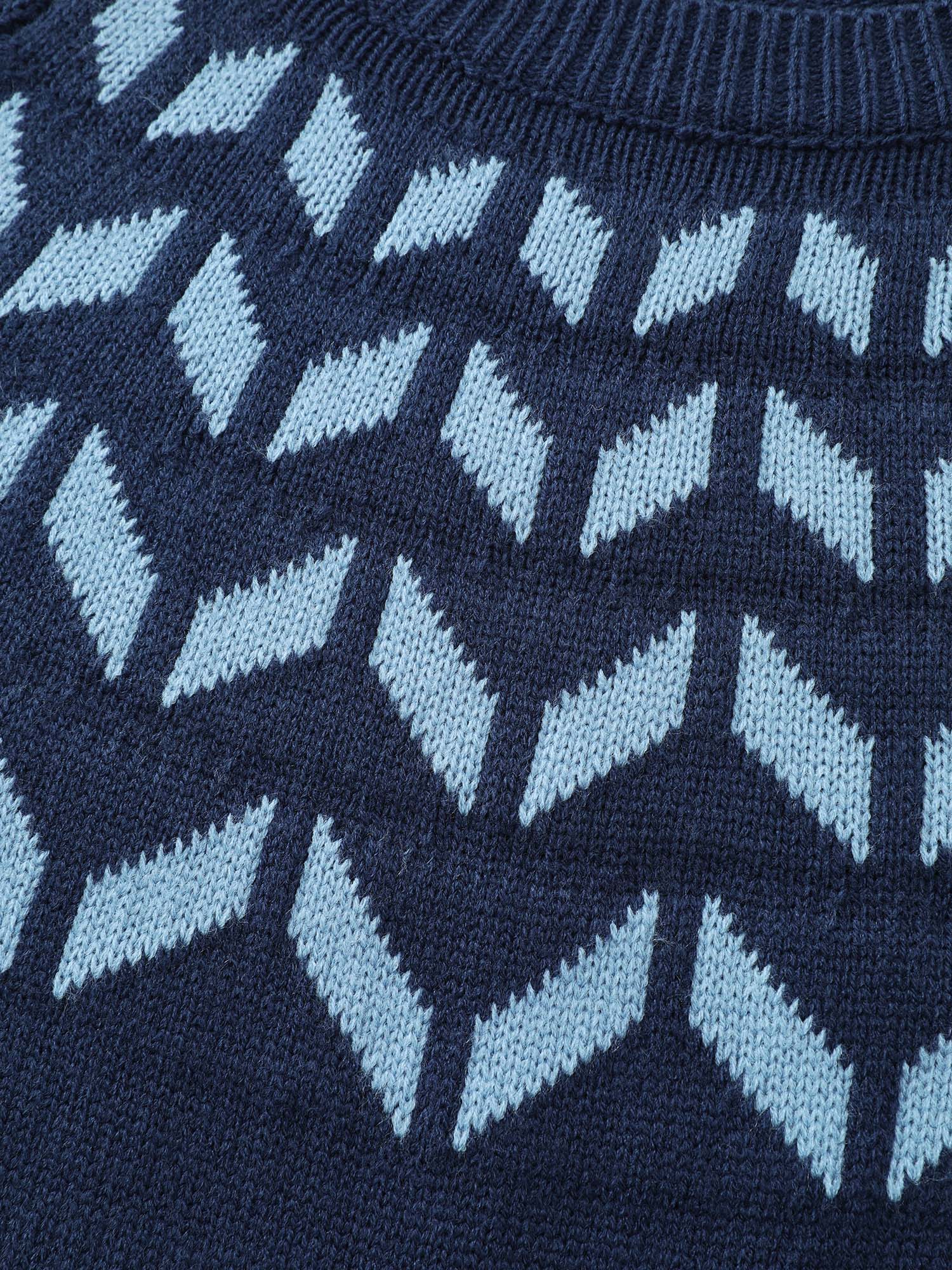 Geometric Pattern Raglan Sleeve Midi Sweater Dress