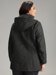 Solid Quilted Zipper Fly Hooded Cotton Jacket
